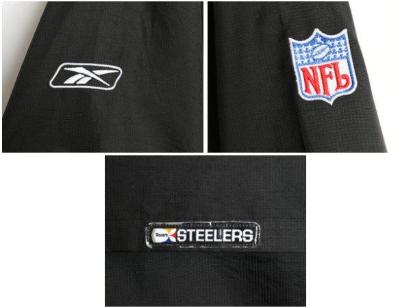 スティーラーズ ナイロン トラック ジャケット メンズ M / NFL オフィシャル リーボック フルジップ ウィンドブレーカー アメフト ブラック