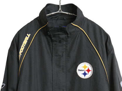 スティーラーズ ナイロン トラック ジャケット メンズ M / NFL オフィシャル リーボック フルジップ ウィンドブレーカー アメフト ブラック