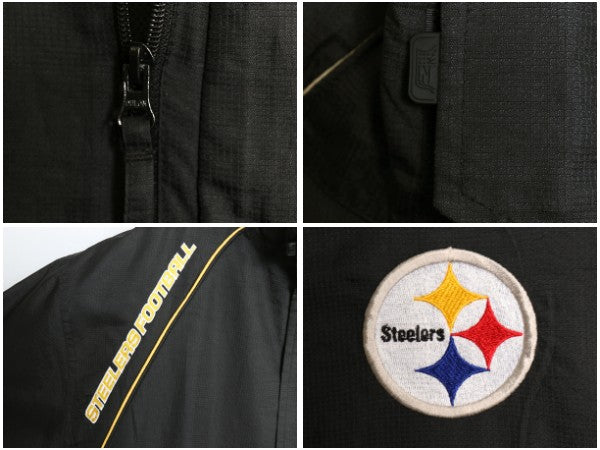スティーラーズ ナイロン トラック ジャケット メンズ M / NFL オフィシャル リーボック フルジップ ウィンドブレーカー アメフト ブラック