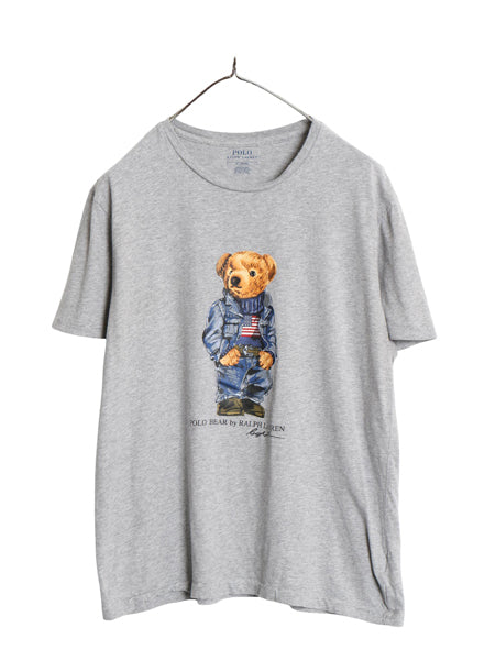 ポロベア ポロ ラルフローレン プリント 半袖 Tシャツ メンズ レディース M 小さめ キャラクター コットン カットソー シングルステッチ 灰