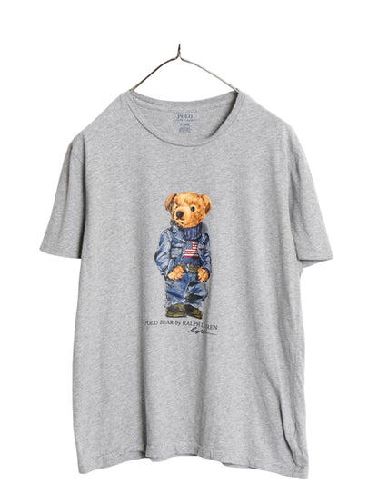 ポロベア ポロ ラルフローレン プリント 半袖 Tシャツ メンズ レディース M 小さめ キャラクター コットン カットソー シングルステッチ 灰