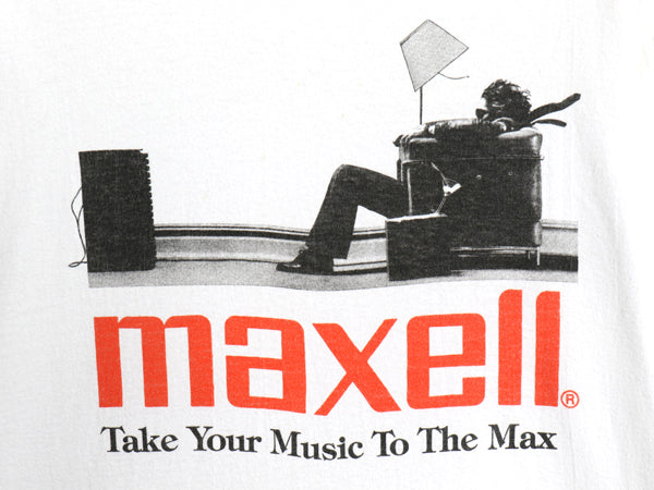 90s USA製 ★ maxell イラスト プリント Tシャツ メンズ L / 古着 オールド 企業物 当時物 シングルステッチ グラフィック ロゴ 白 anvil