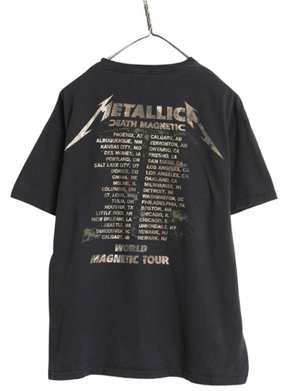 メタリカ ツアー 両面 プリント Tシャツ メンズ L / スカル バンド ロック メタル グラフィック イラスト アート ヘビーウェイト 黒 髑髏