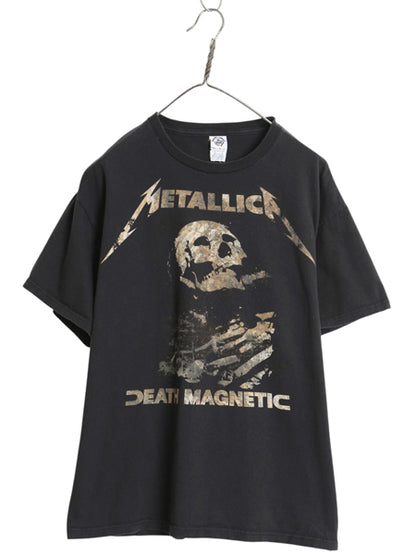メタリカ ツアー 両面 プリント Tシャツ メンズ L / スカル バンド ロック メタル グラフィック イラスト アート ヘビーウェイト 黒 髑髏