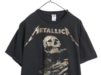 メタリカ ツアー 両面 プリント Tシャツ メンズ L / スカル バンド ロック メタル グラフィック イラスト アート ヘビーウェイト 黒 髑髏