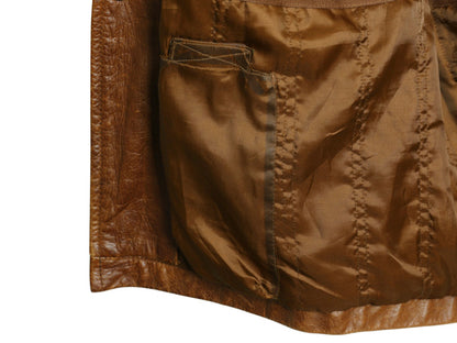 00s オールド ギャップ 本革 レザー カーコート メンズ L / 古着 革ジャン ジャケット ハーフ コート 中綿 キルティング ライナー付き 茶