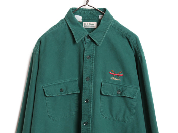 90s USA製 エルエルビーン シャモア クロス 長袖 シャツ メンズ XL オールド ネルシャツ ヘビーウェイト コットン フランネル 大きいサイズ