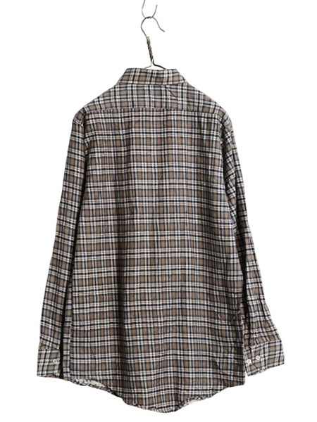 デッドストック 90s シアーズ チェック プリント フランネル シャツ メンズ M 新品 オールド 長袖シャツ ネルシャツ プリネル マルチカラー
