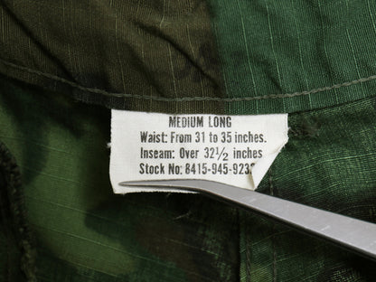 60s ★ 米軍実物 US ARMY ジャングルファティーグ カーゴ パンツ MEDIUM LONG / ヴィンテージ 69年製 ミリタリー ERDL グリーンリーフ カモ