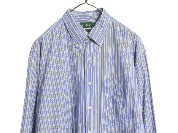 90s ジェイクルー ストライプ 長袖 ボタンダウン シャツ メンズ L / オールド BD コットン 長袖シャツ ワイシャツ カジュアル ポケット付き