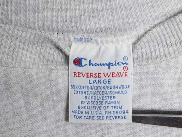 90s USA製 ★ チャンピオン リバースウィーブ カレッジ 刺繍 スウェット メンズ L / オールド トレーナー 裏起毛 トリコタグ 霜降り グレー