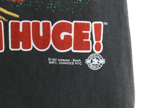 90s USA製 ★ バドワイザー カエル カメレオン イラスト プリント Tシャツ メンズ L グラフィック ビール 企業物 当時物 アニマル ブラック