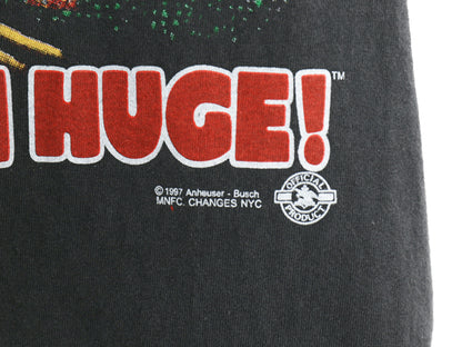 90s USA製 ★ バドワイザー カエル カメレオン イラスト プリント Tシャツ メンズ L グラフィック ビール 企業物 当時物 アニマル ブラック
