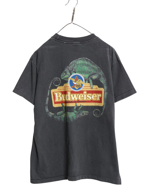 90s USA製 ★ バドワイザー カエル カメレオン イラスト プリント Tシャツ メンズ L グラフィック ビール 企業物 当時物 アニマル ブラック