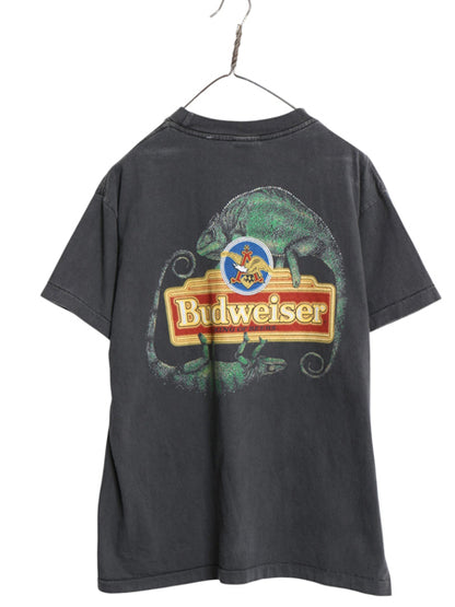 90s USA製 ★ バドワイザー カエル カメレオン イラスト プリント Tシャツ メンズ L グラフィック ビール 企業物 当時物 アニマル ブラック