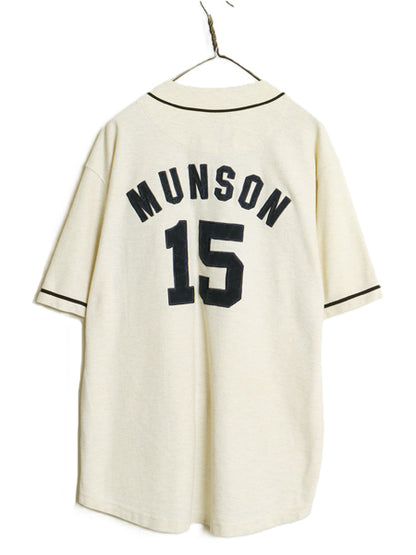 ヤンキース ベースボール シャツ メンズ L / MLB オフィシャル ミラージュ 大リーグ ユニフォーム ゲームシャツ 半袖シャツ 重ね着 前開き 