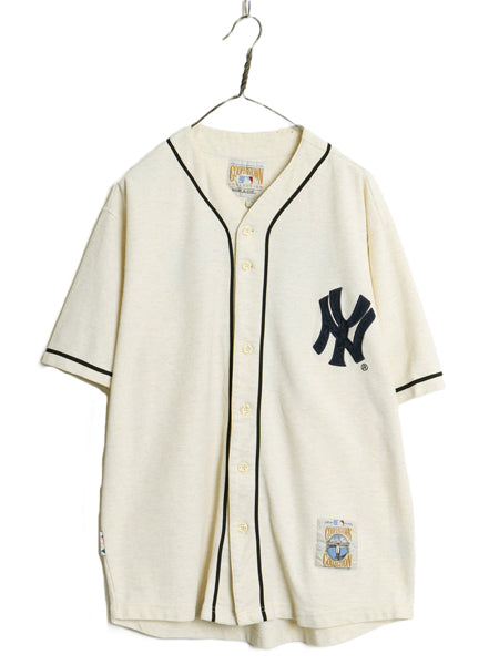 ヤンキース ベースボール シャツ メンズ L / MLB オフィシャル ミラージュ 大リーグ ユニフォーム ゲームシャツ 半袖シャツ 重ね着 前開き 