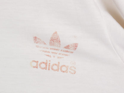 80s USA製 アディダス トレフォイル プリント 半袖 リンガー Tシャツ メンズ L / ヴィンテージ Vネック シングルステッチ 3ライン ツートン