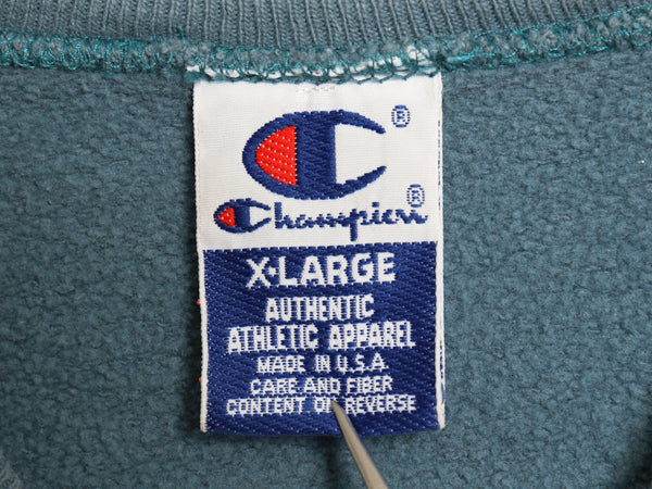 90s USA製 チャンピオン ワンポイント スウェット メンズ レディース XL / オールド 裏起毛 トレーナー スクリプト ロゴ 前V 大きいサイズ