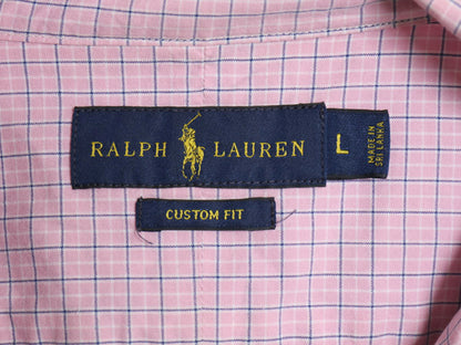 ラルフローレン チェック 長袖 ボタンダウン シャツ メンズ L / 古着 ポロ CUSTOM FIT コットン ワンポイント ポニー ピンク マルチカラー