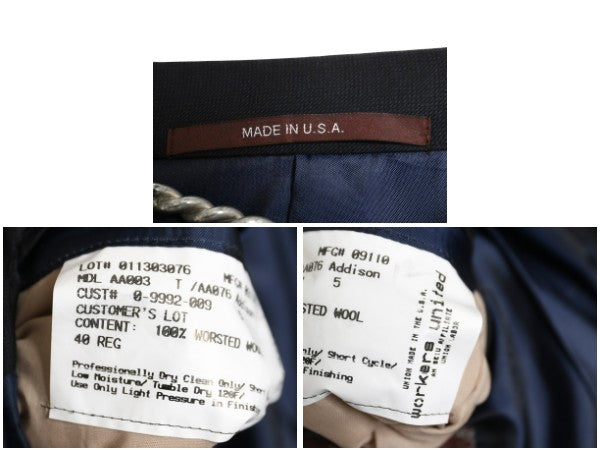 USA製 ヒッキーフリーマン ロロピアーナ テーラード ジャケット メンズ L 程/ 古着 スーツ ブレザー サマー ウール 紺ブレ 素材 きれいめ