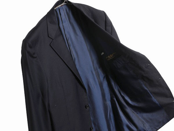 USA製 ヒッキーフリーマン ロロピアーナ テーラード ジャケット メンズ L 程/ 古着 スーツ ブレザー サマー ウール 紺ブレ 素材 きれいめ