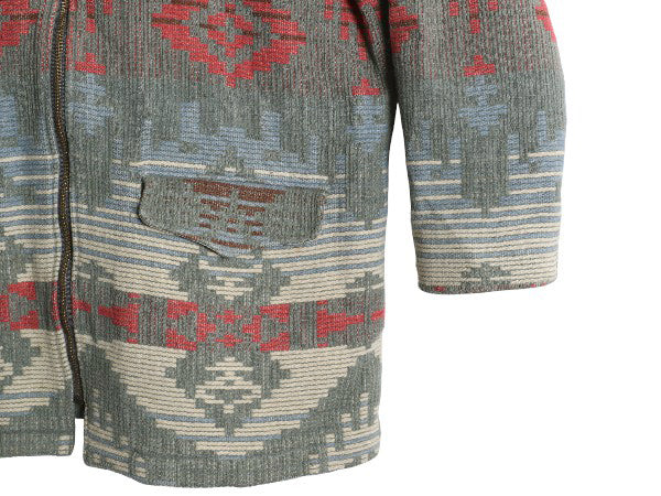 90s USA製 ウールリッチ ネイティブ 総柄 ウール ラグ ジャケット レディース L オールド ブランケット フルジップ パーカー ハーフ コート