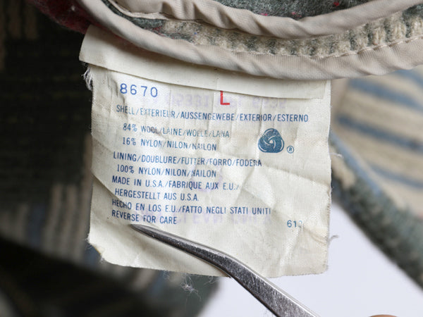 90s USA製 ウールリッチ ネイティブ 総柄 ウール ラグ ジャケット レディース L オールド ブランケット フルジップ パーカー ハーフ コート