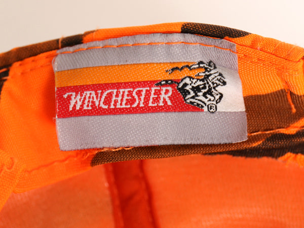 80s WINCHESTER 迷彩 ベースボール キャップ  フリーサイズ ヴィンテージ 古着 帽子 ハンティング アウトドア トラッカー ハット オレンジ