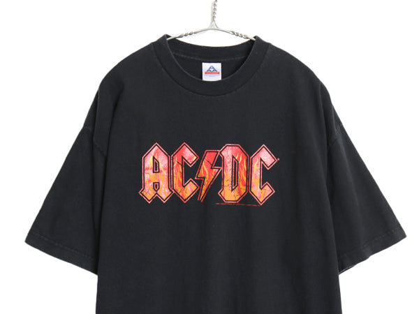 00s AC/DC プリント 半袖 Tシャツ メンズ XL / オールド ファイヤー イラスト グラフィック バンド ロック ヘビーウェイト 大きいサイズ 黒