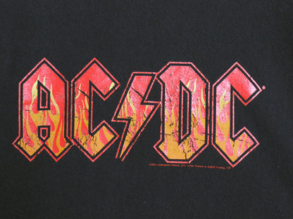 00s AC/DC プリント 半袖 Tシャツ メンズ XL / オールド ファイヤー イラスト グラフィック バンド ロック ヘビーウェイト 大きいサイズ 黒