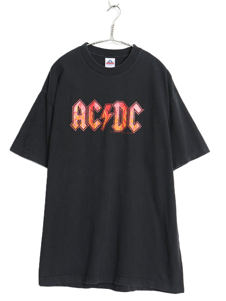 00s AC/DC プリント 半袖 Tシャツ メンズ XL / オールド ファイヤー イラスト グラフィック バンド ロック ヘビーウェイト 大きいサイズ 黒