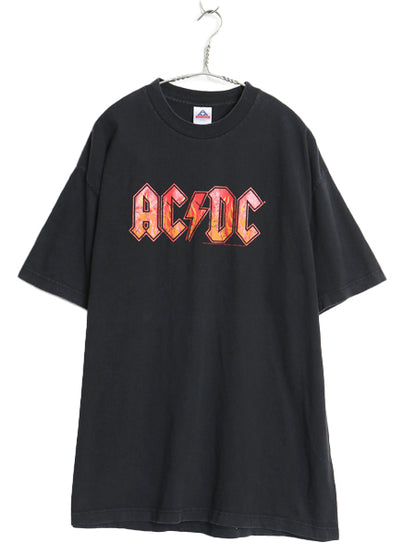00s AC/DC プリント 半袖 Tシャツ メンズ XL / オールド ファイヤー イラスト グラフィック バンド ロック ヘビーウェイト 大きいサイズ 黒
