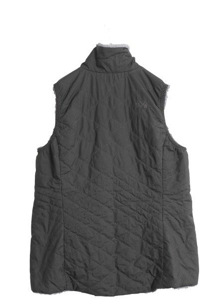 US企画 ノースフェイス フルジップ リバーシブル ベスト レディース XL / アウトドア ハイ パイル フリース 中綿 キルティング ナイロン 灰