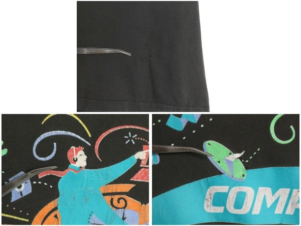90s USA製 ★ COMPAQ アート イラスト プリント Tシャツ メンズ XL / オールド 当時物 企業物 コンピューター テック シングルステッチ 黒