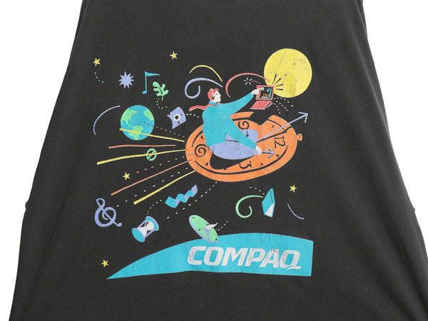 90s USA製 ★ COMPAQ アート イラスト プリント Tシャツ メンズ XL / オールド 当時物 企業物 コンピューター テック シングルステッチ 黒