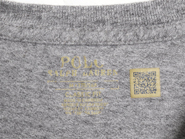 ポロ ラルフローレン 長袖 Tシャツ メンズ M 古着 ロンT ロングスリーブ コットン シングルステッチ ワンポイント カットソー インナー 灰