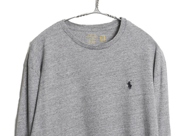 ポロ ラルフローレン 長袖 Tシャツ メンズ M 古着 ロンT ロングスリーブ コットン シングルステッチ ワンポイント カットソー インナー 灰