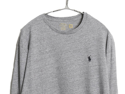 ポロ ラルフローレン 長袖 Tシャツ メンズ M 古着 ロンT ロングスリーブ コットン シングルステッチ ワンポイント カットソー インナー 灰
