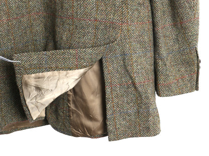 90s ハリスツイード テーラード ジャケット メンズ XL 程/ 古着 オールド ウール ツイード ブレザー マルチカラー チェック 大きいサイズ