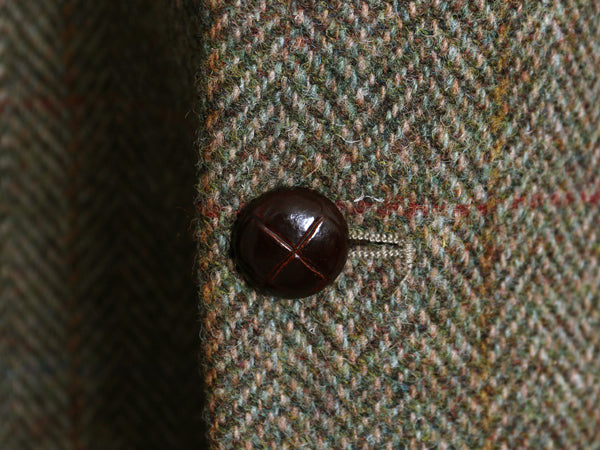 90s ハリスツイード テーラード ジャケット メンズ XL 程/ 古着 オールド ウール ツイード ブレザー マルチカラー チェック 大きいサイズ