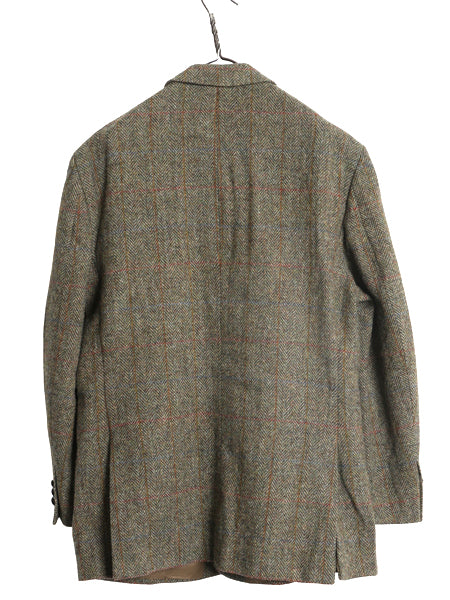 90s ハリスツイード テーラード ジャケット メンズ XL 程/ 古着 オールド ウール ツイード ブレザー マルチカラー チェック 大きいサイズ