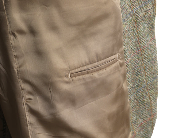 90s ハリスツイード テーラード ジャケット メンズ XL 程/ 古着 オールド ウール ツイード ブレザー マルチカラー チェック 大きいサイズ