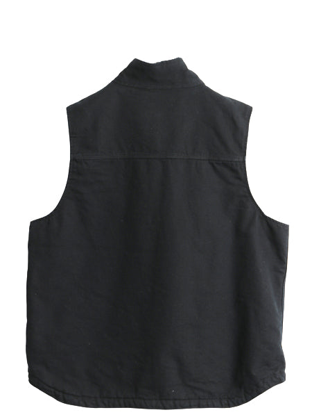 US企画 カーハート モックネック ダック ベスト メンズ L 裏 ボア パイル フリース フルジップ ハイネック ワーク 重ね着 前開き ブラック