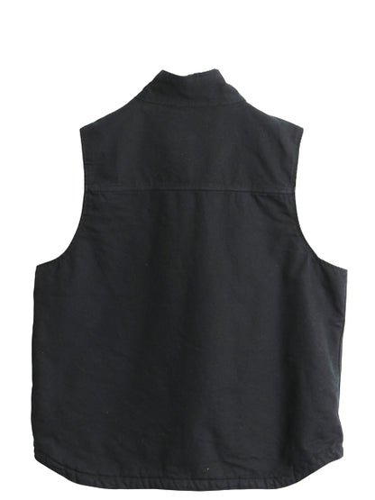 US企画 カーハート モックネック ダック ベスト メンズ L 裏 ボア パイル フリース フルジップ ハイネック ワーク 重ね着 前開き ブラック