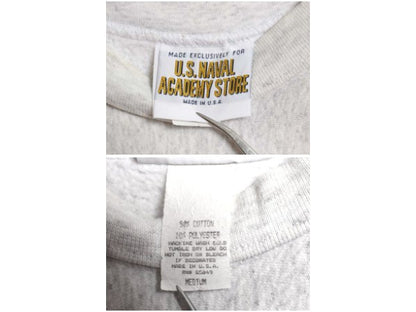 90s USA製 US NAVY プリント スウェット メンズ M 古着 オールド リバース タイプ ヘビーウェイト トレーナー ミリタリー 裏起毛 USN 軍物