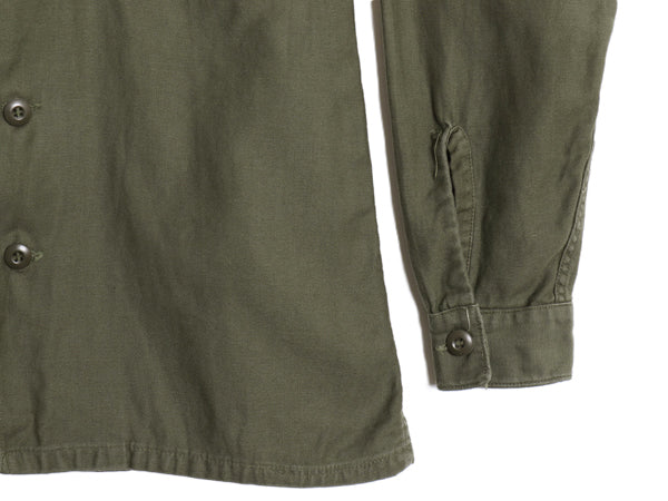 60s 米軍実物 US ARMY コットン サテン ユーティリティ シャツ M / ヴィンテージ OG107 シャツ袖 2nd ミリタリー 軍物 長袖シャツ カーキ