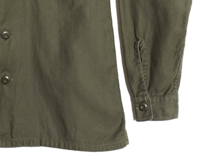 60s 米軍実物 US ARMY コットン サテン ユーティリティ シャツ M / ヴィンテージ OG107 シャツ袖 2nd ミリタリー 軍物 長袖シャツ カーキ