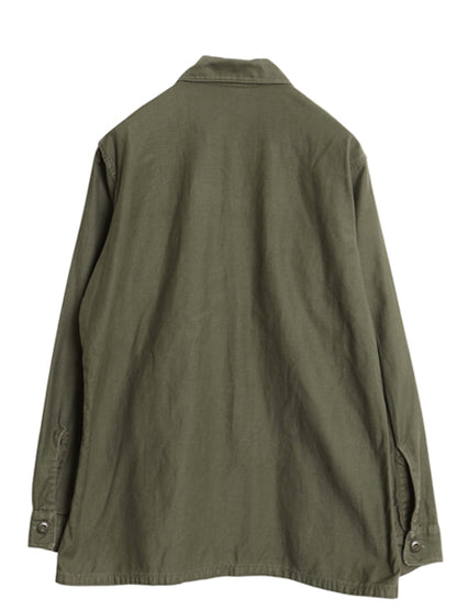 60s 米軍実物 US ARMY コットン サテン ユーティリティ シャツ M / ヴィンテージ OG107 シャツ袖 2nd ミリタリー 軍物 長袖シャツ カーキ