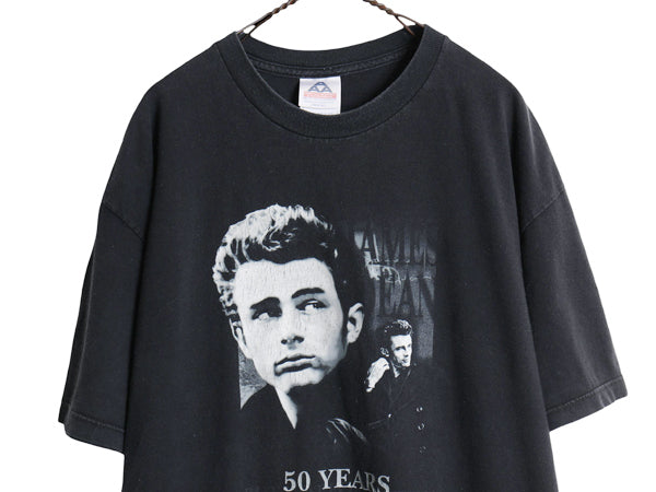 00s ★ ジェームス ディーン 追悼 フォト イラスト プリント Tシャツ メンズ XL / 古着 ヴィンテージ 俳優 グラフィック ヘビーウェイト 黒